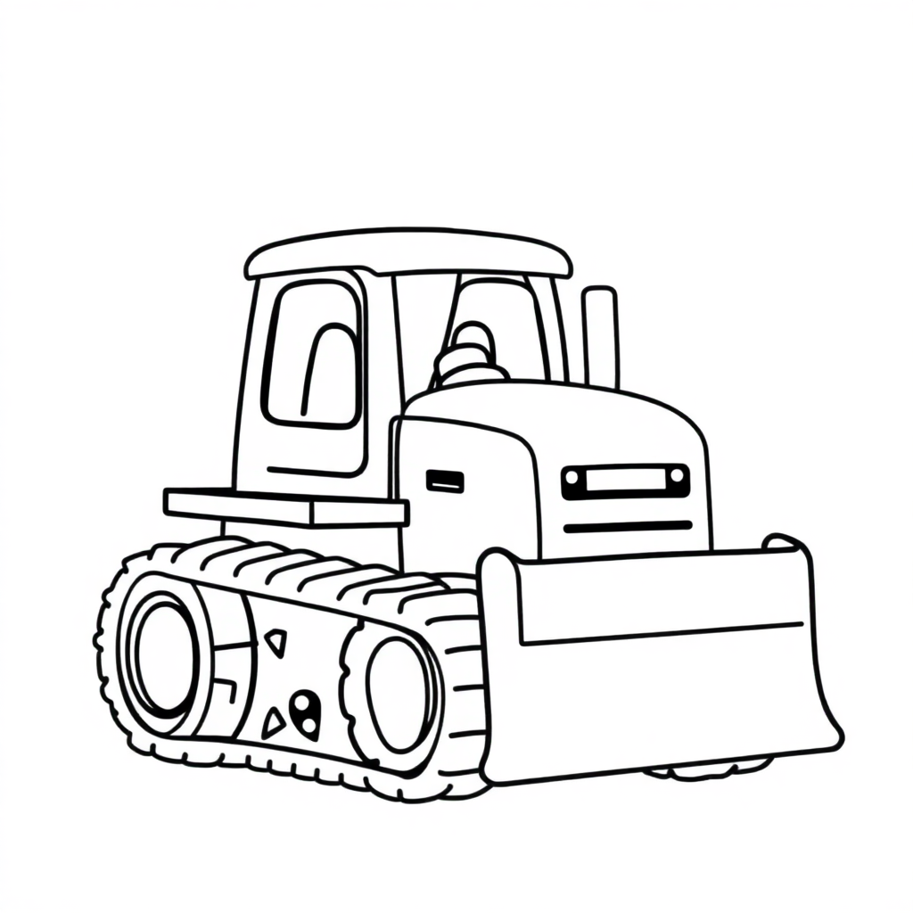 Kawaii Bulldozer Coloring Page