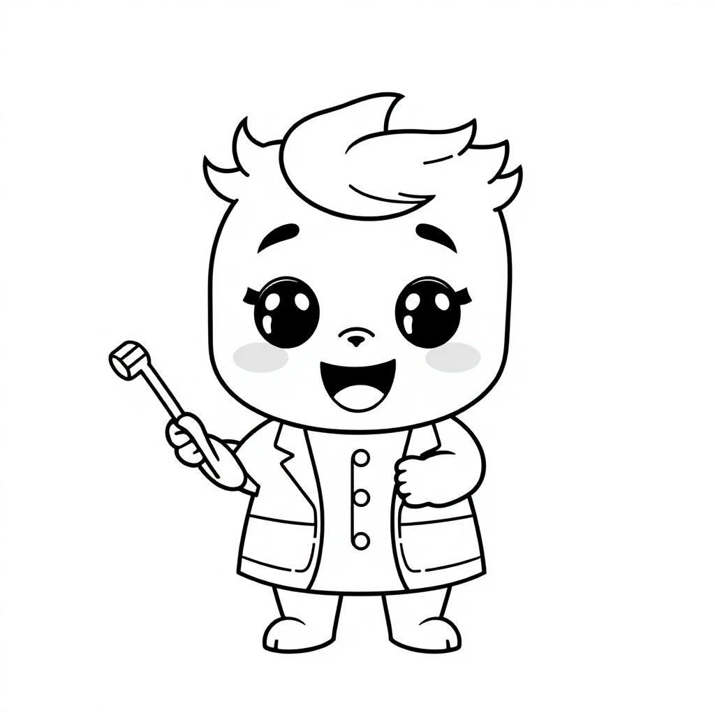 Kawaii Dentist Coloring Page
