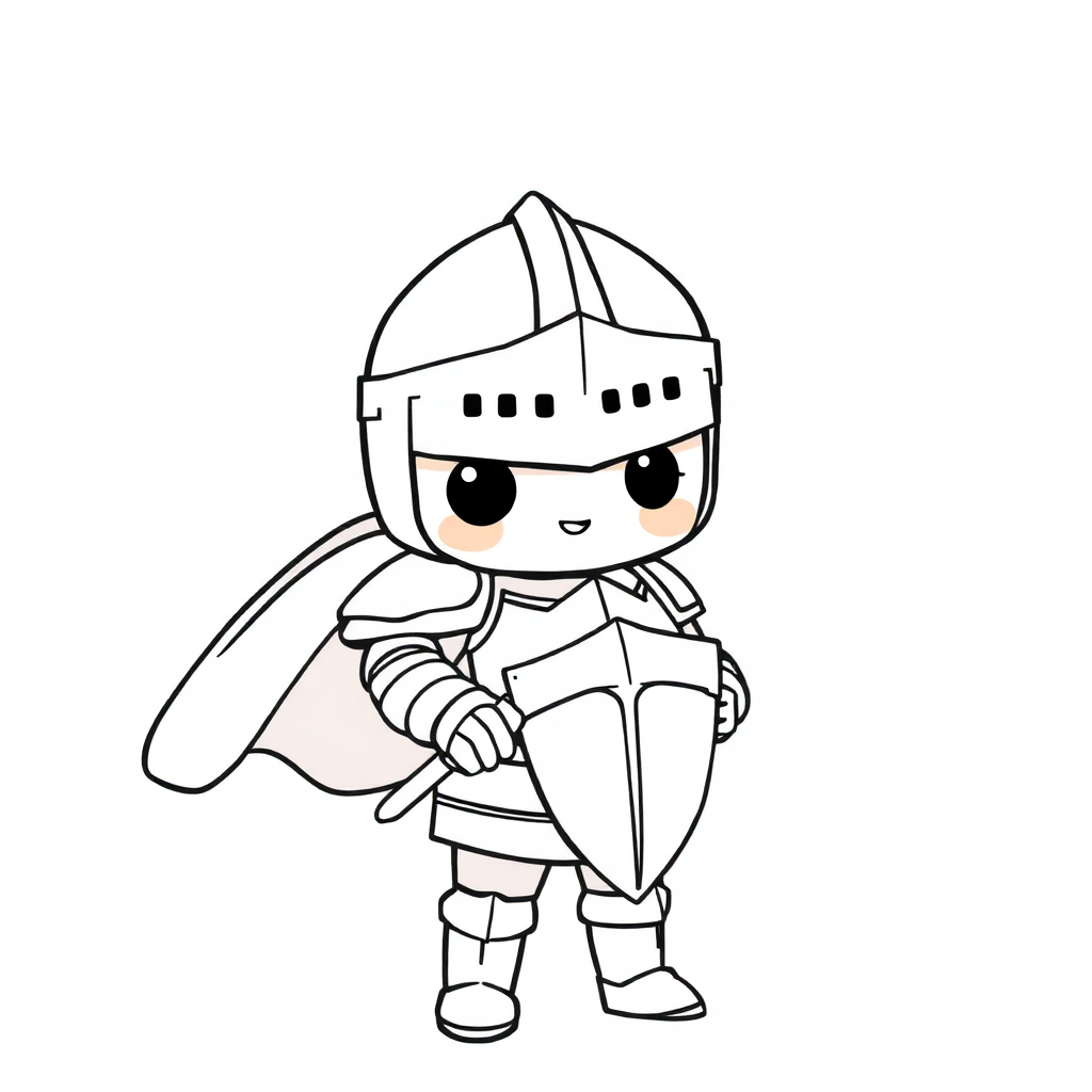 Kawaii Knight In Armor Coloring Page