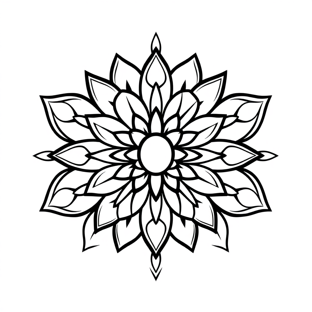 Kawaii Lotus Mandala Design Coloring Page