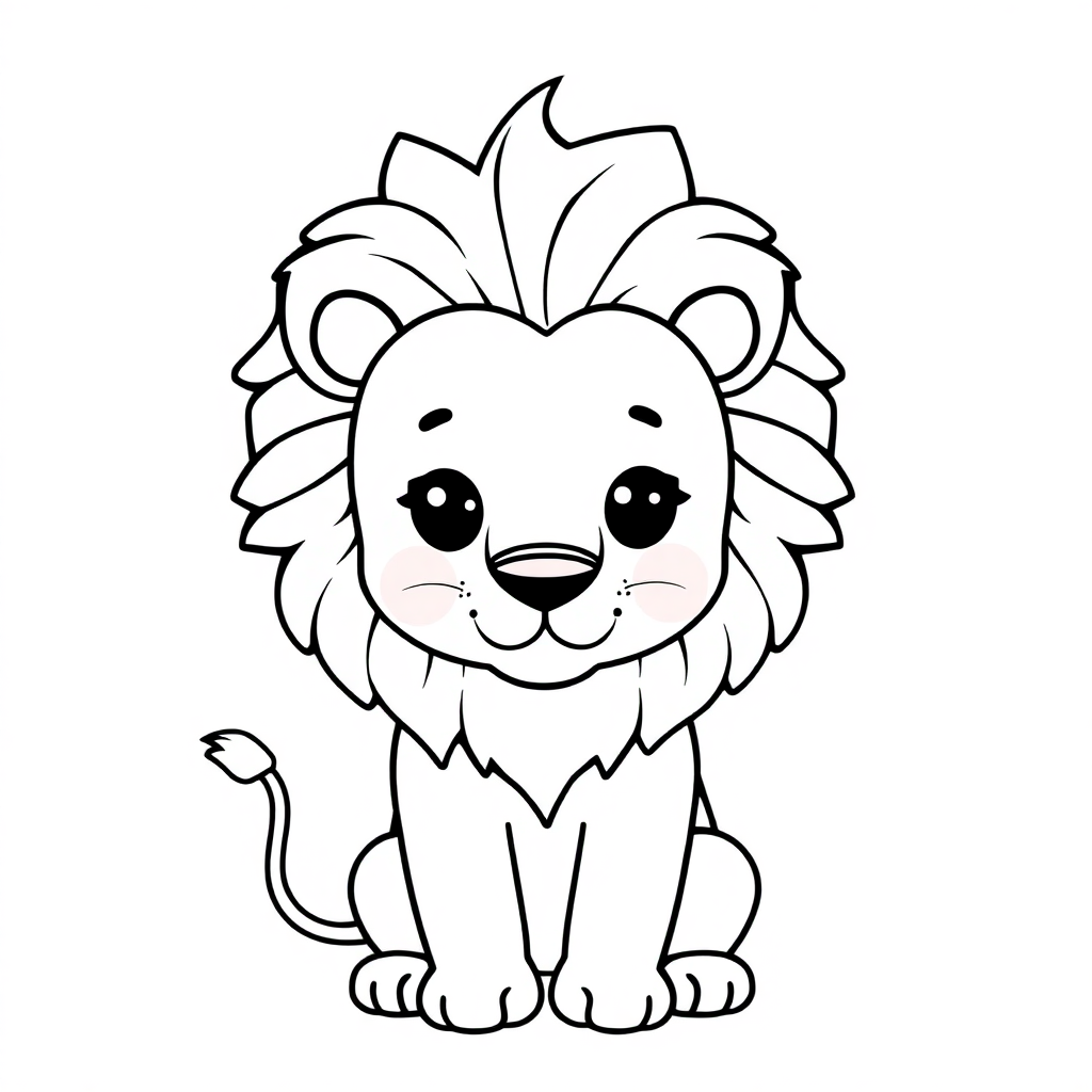 Printable Kawaii Majestic Lion Coloring Page