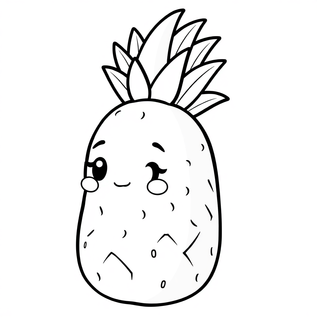 Kawaii Pineapple Coloring Page