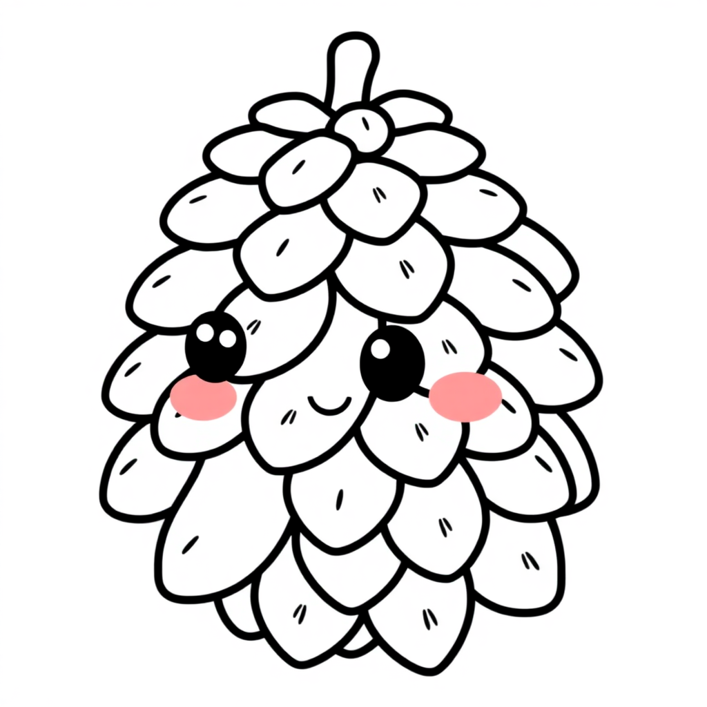 Kawaii Pinecone Coloring Page