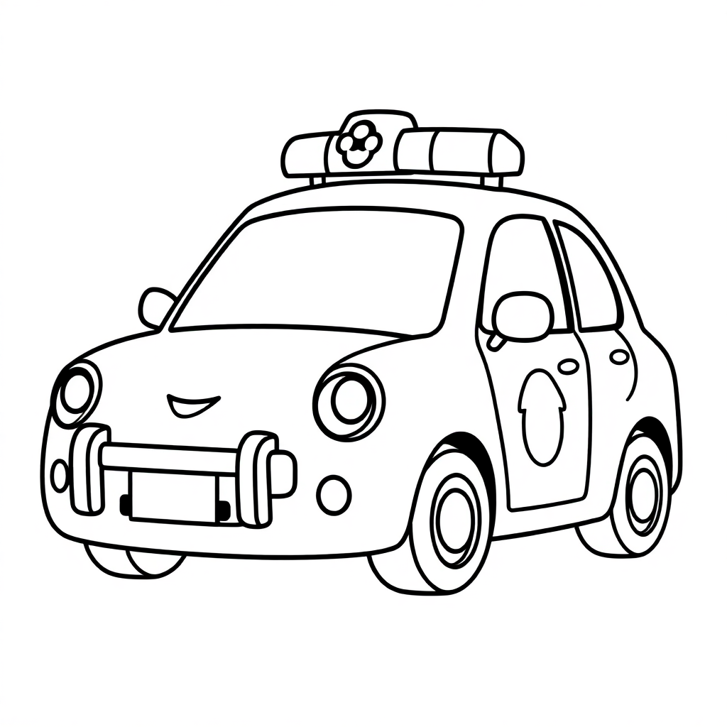 Kawaii Police Car Coloring Page