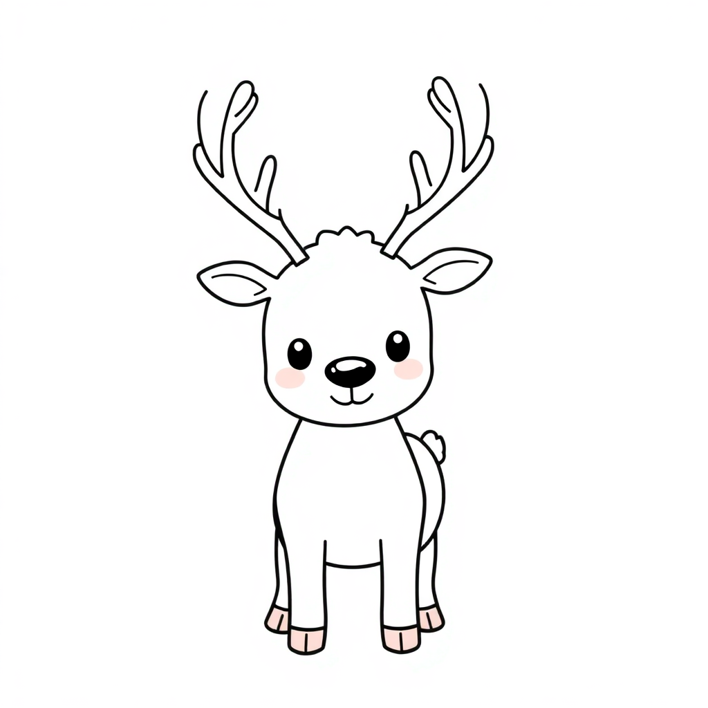 Kawaii Reindeer Coloring Page
