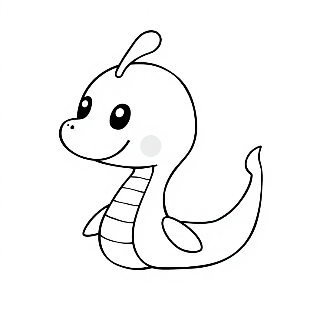 Kawaii Sea Serpent Coloring Page