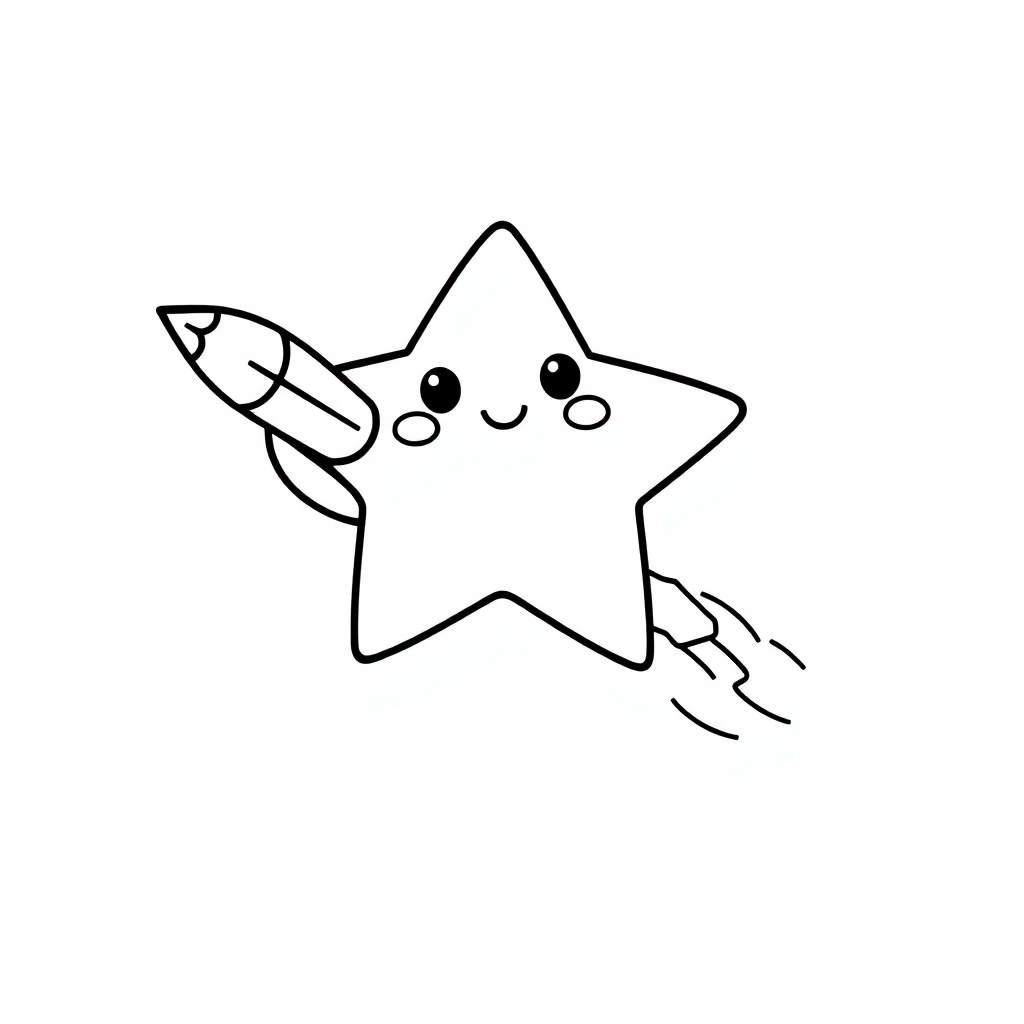 Kawaii Shooting Star Coloring Page
