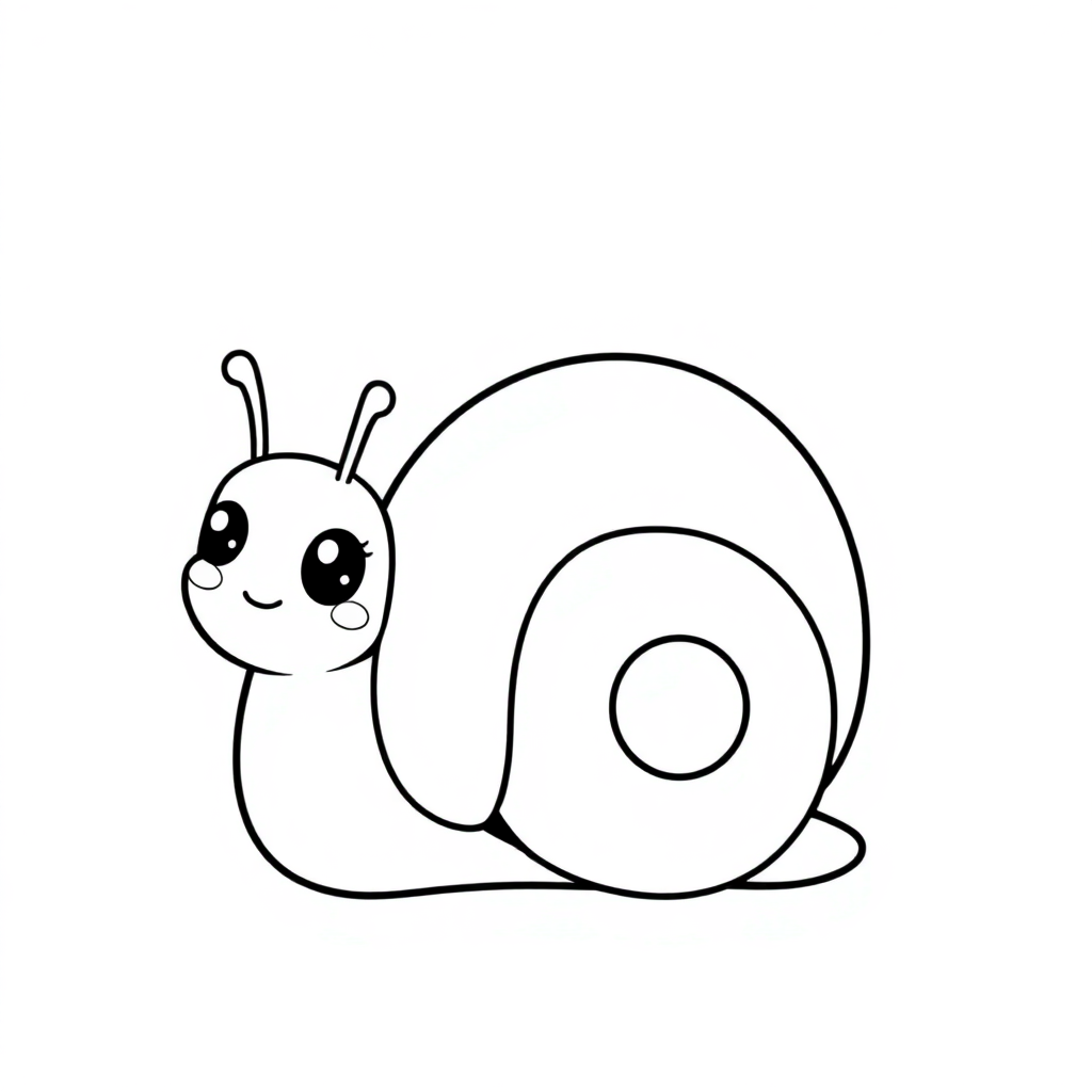 Kawaii Snail With Shell Coloring Page