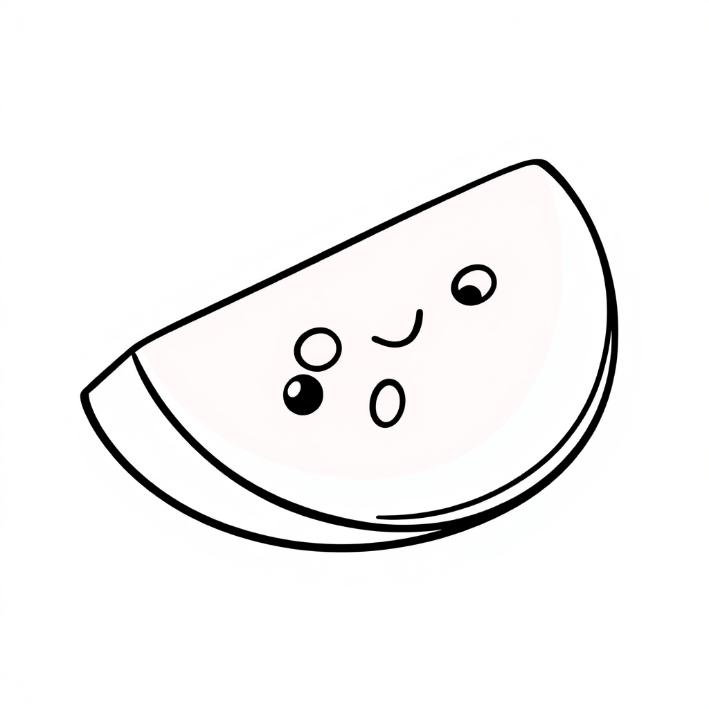 Kawaii Watermelon Slice Coloring Page