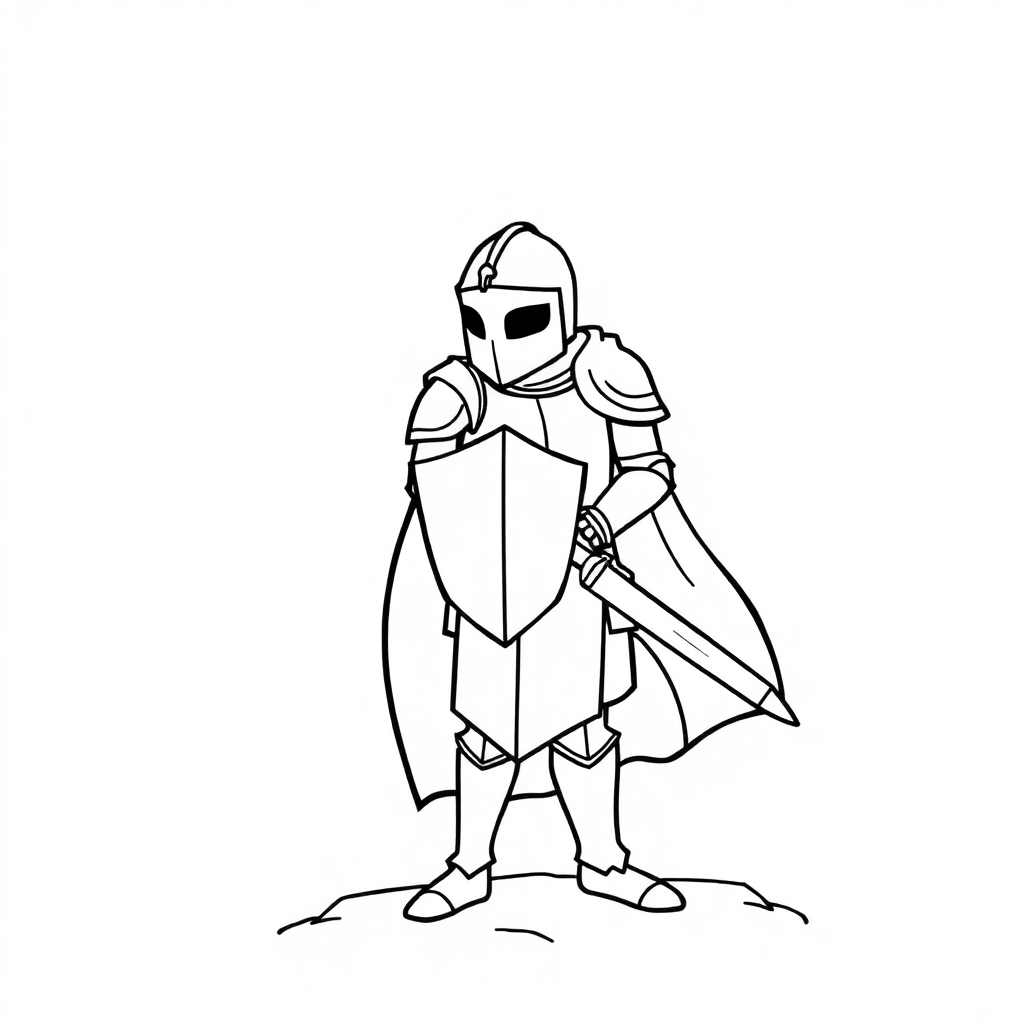 Knight In Armor In Space Coloring Page