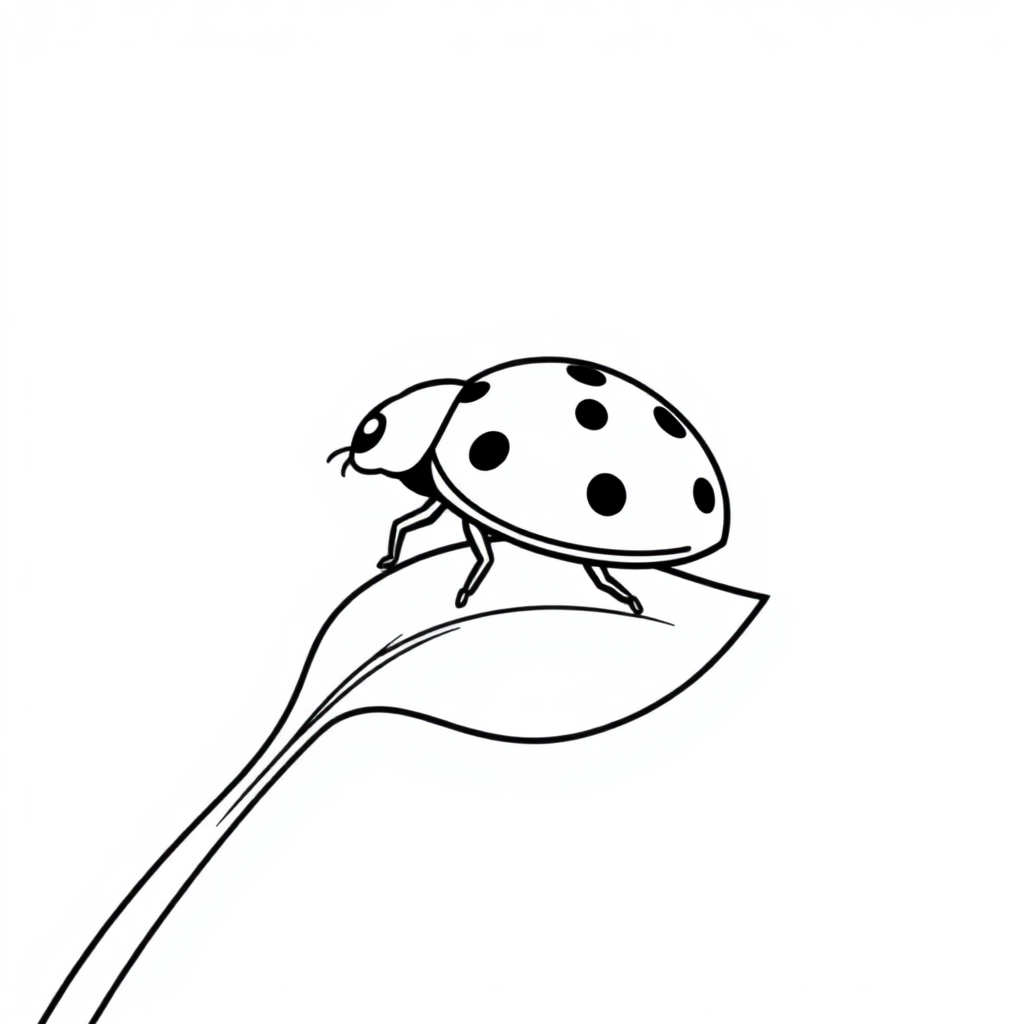 Ladybug On Leaf Coloring Page
