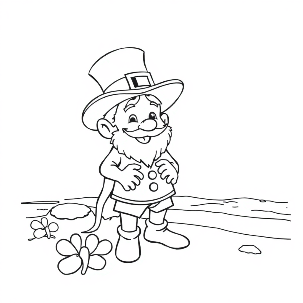 Leprechaun On Beach Coloring Page