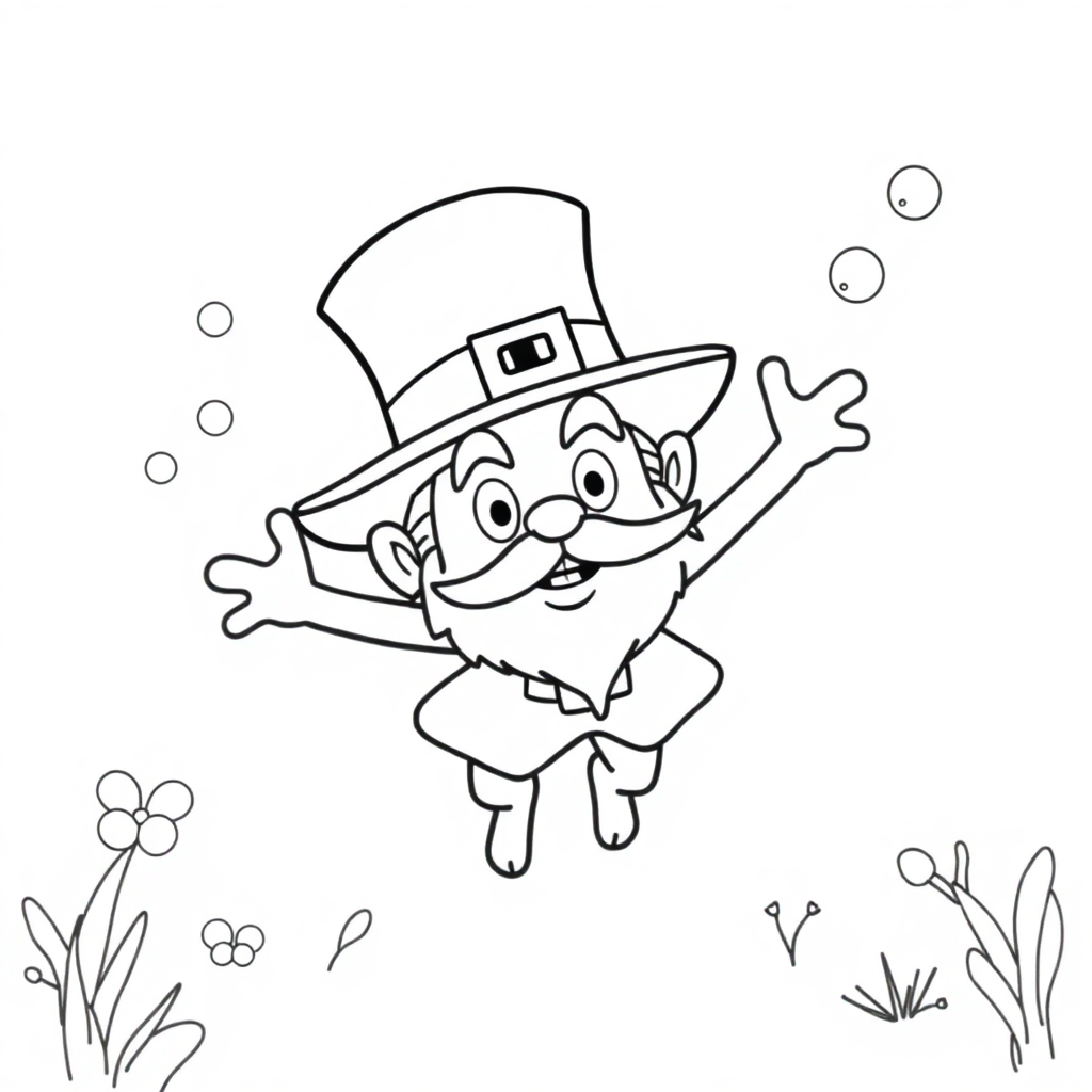 Leprechaun Underwater Coloring Page