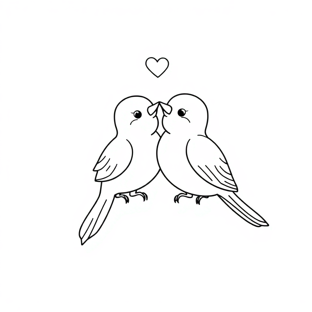 Love Birds In Space Coloring Page