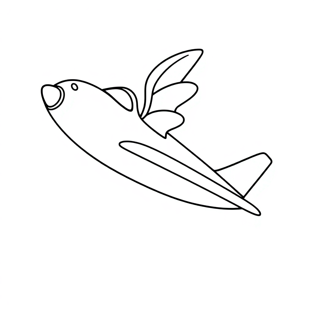 Magical Airplane Flying Coloring Page