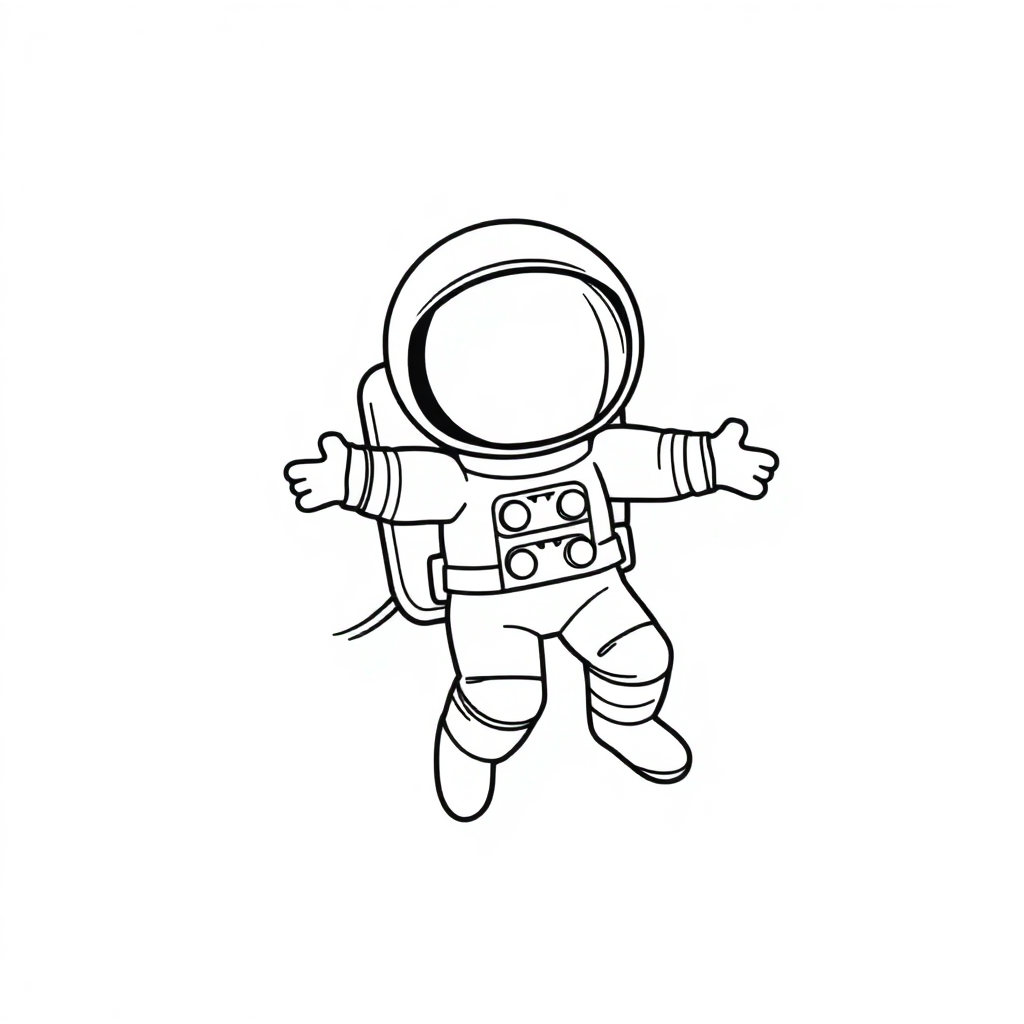 Magical Astronaut Floating In Space Coloring Page