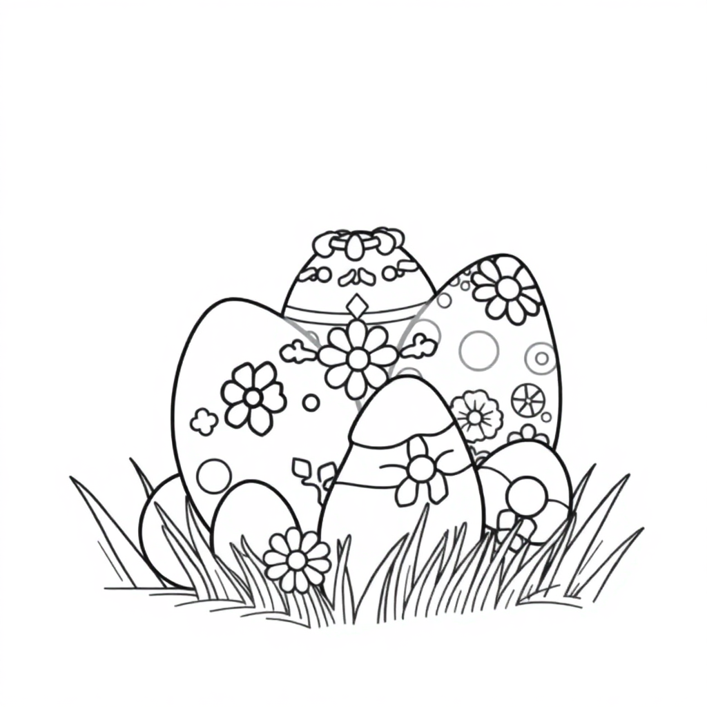 Magical Easter Eggs Decorated Coloring Page