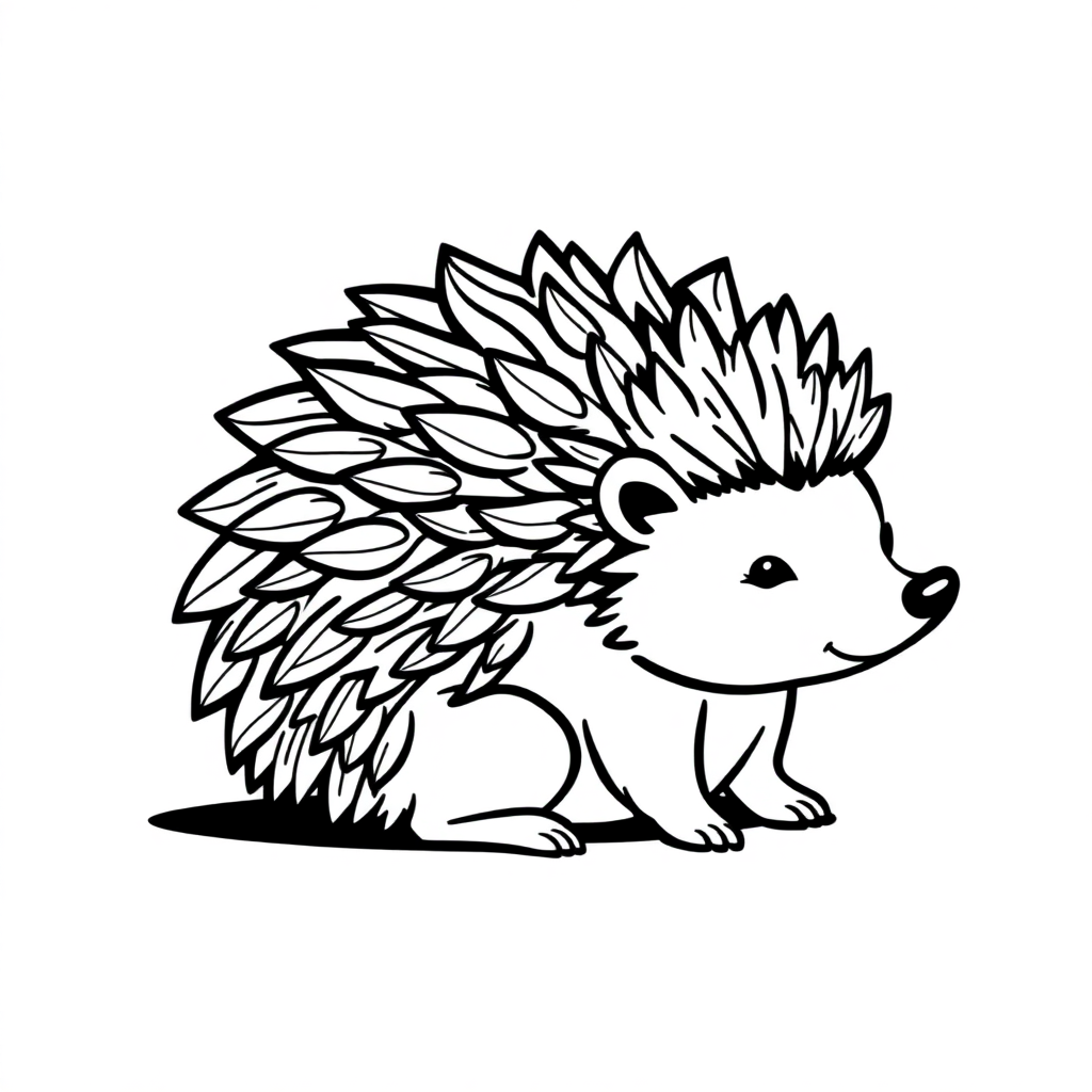 Magical Hedgehog Curled Up Coloring Page