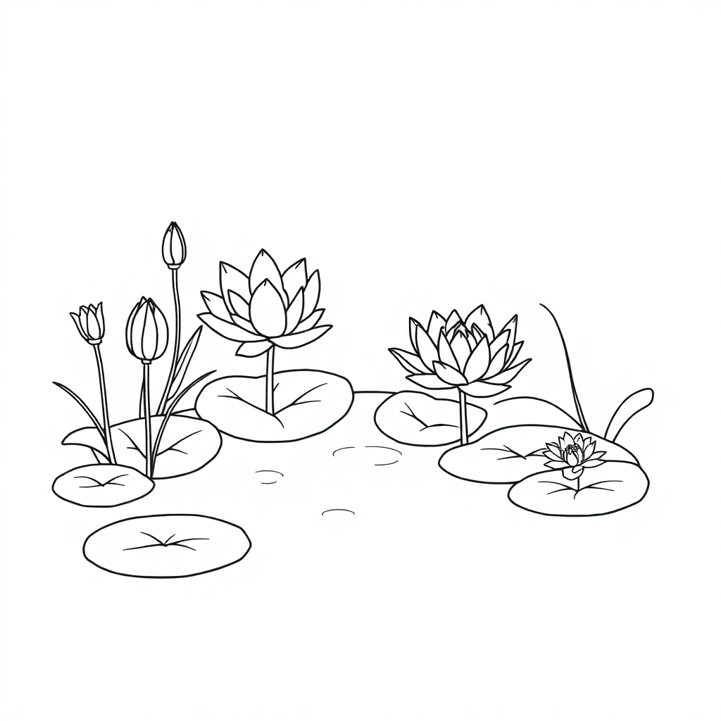 Magical Lily Pond Coloring Page