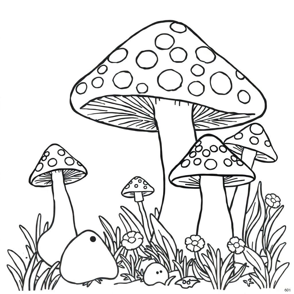 Magical Mushroom Forest Coloring Page