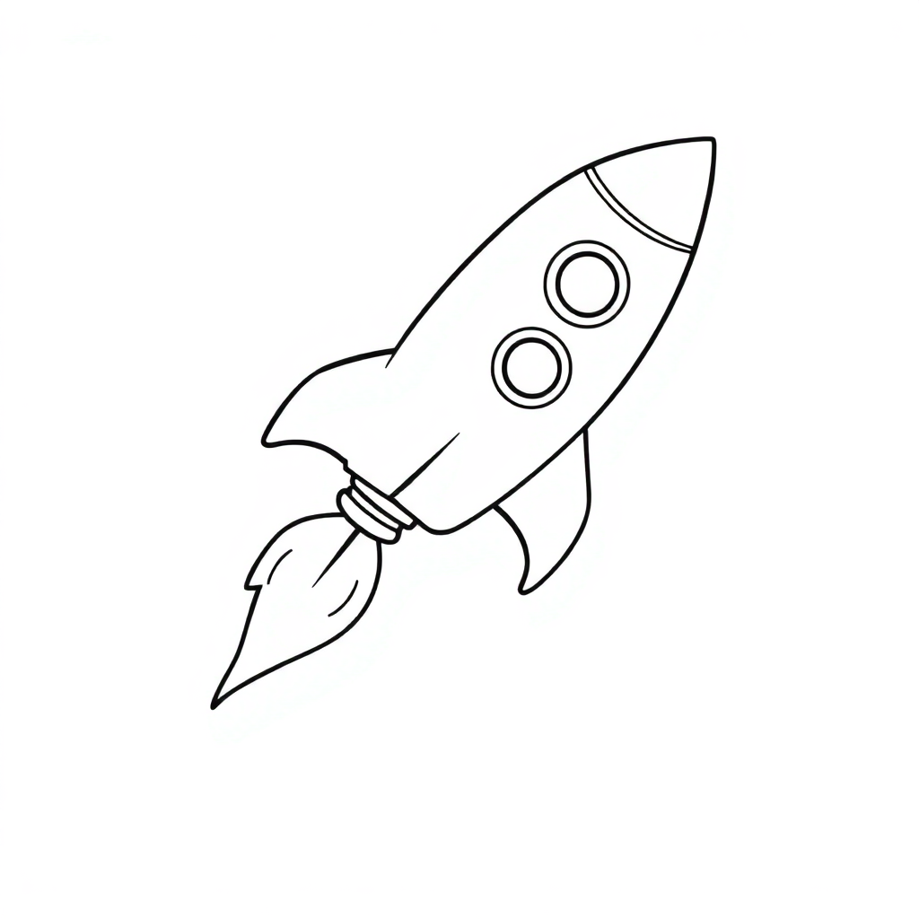 Magical Rocket Ship Flying Coloring Page