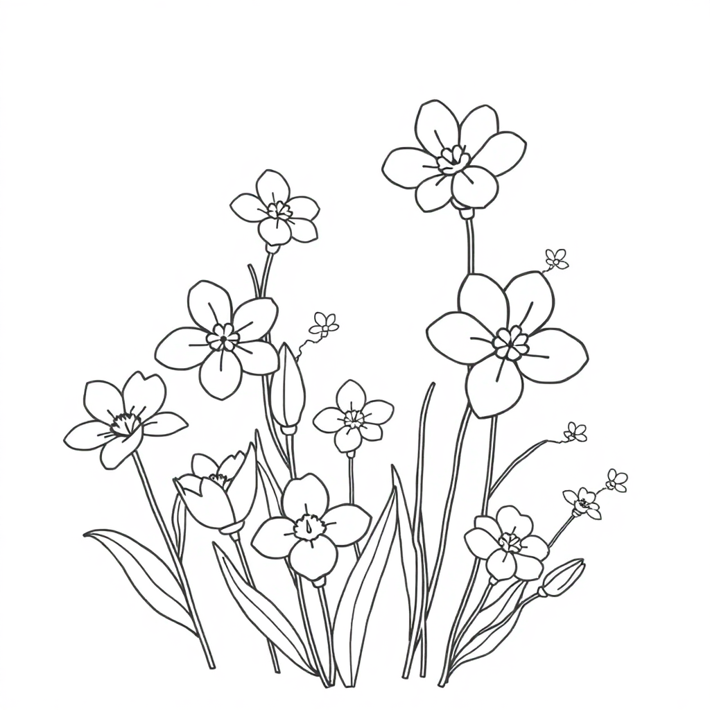 Magical Spring Blossoms Coloring Page