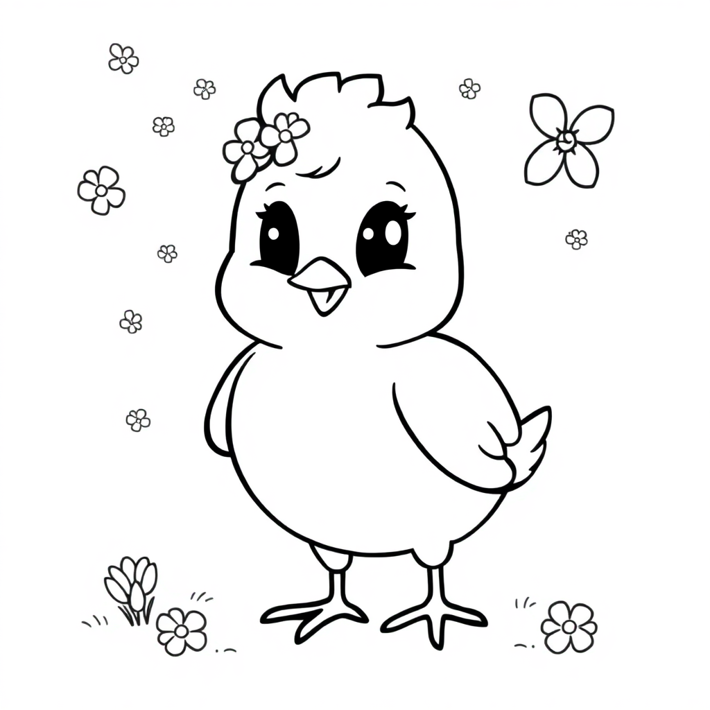 Magical Spring Chick Coloring Page