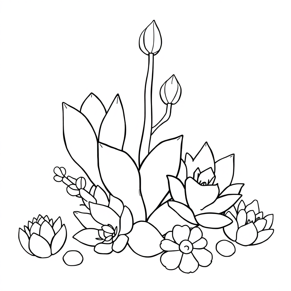 Magical Succulent Plants Coloring Page