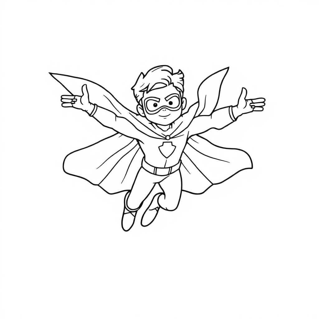 Magical Superhero Flying Coloring Page