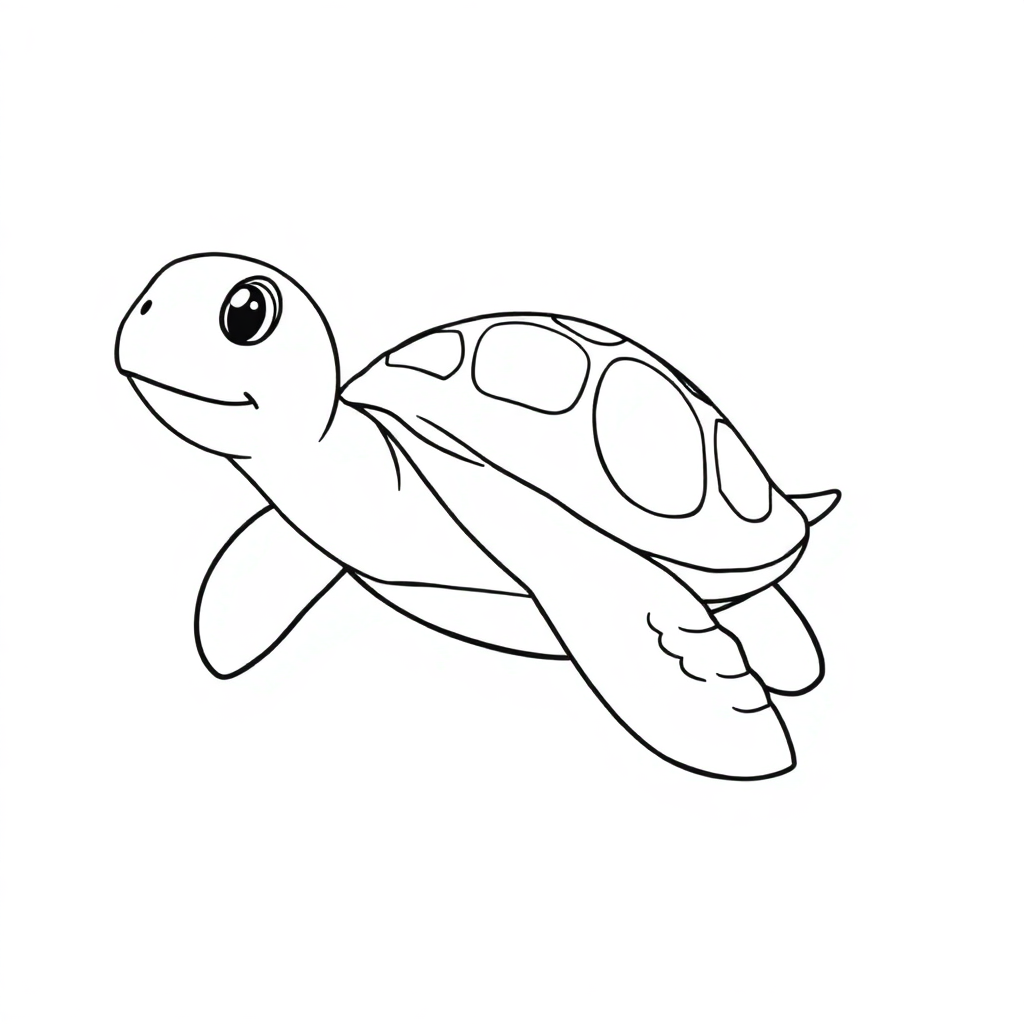 Magical Turtle Swimming Coloring Page