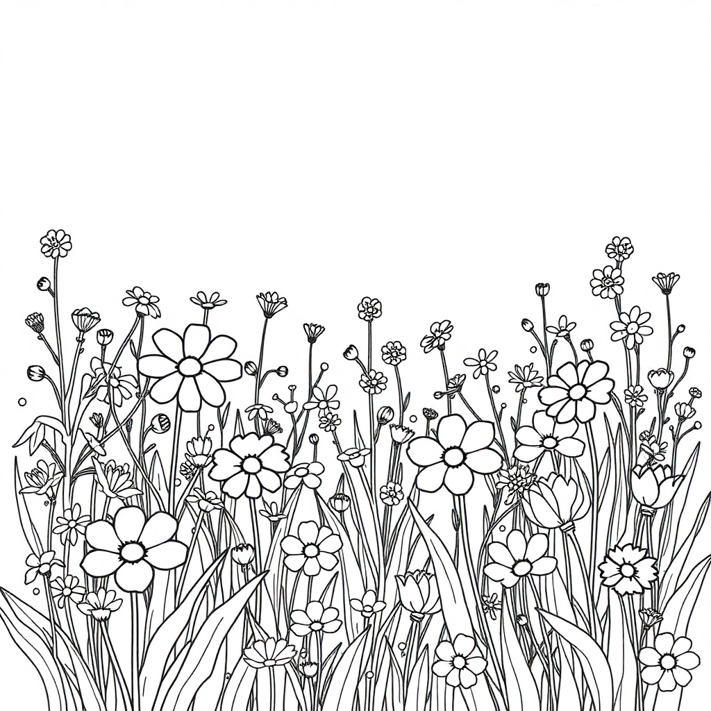 Magical Wildflower Field Coloring Page