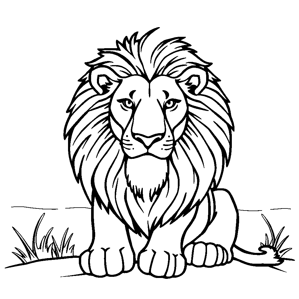 Majestic Lion At Sunset Coloring Page