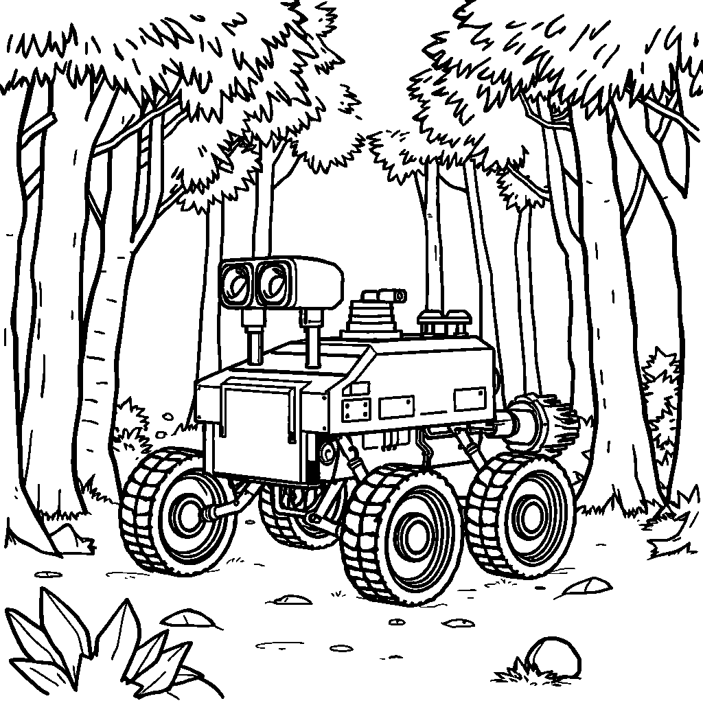 Mars Rover In Forest Coloring Page