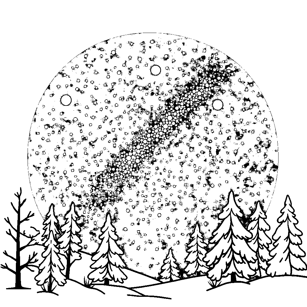 Milky Way Galaxy In Winter Coloring Page