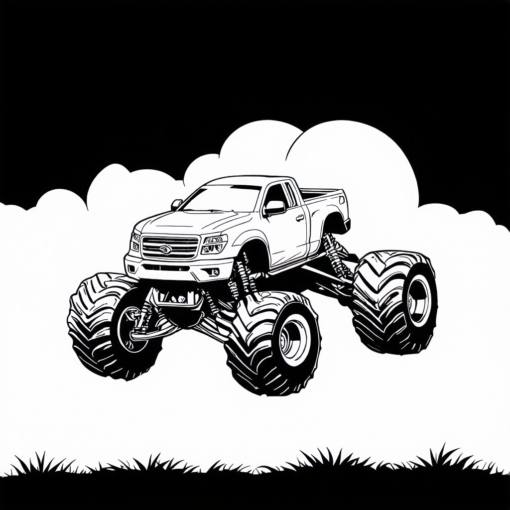 Monster Truck Jumping Coloring Page