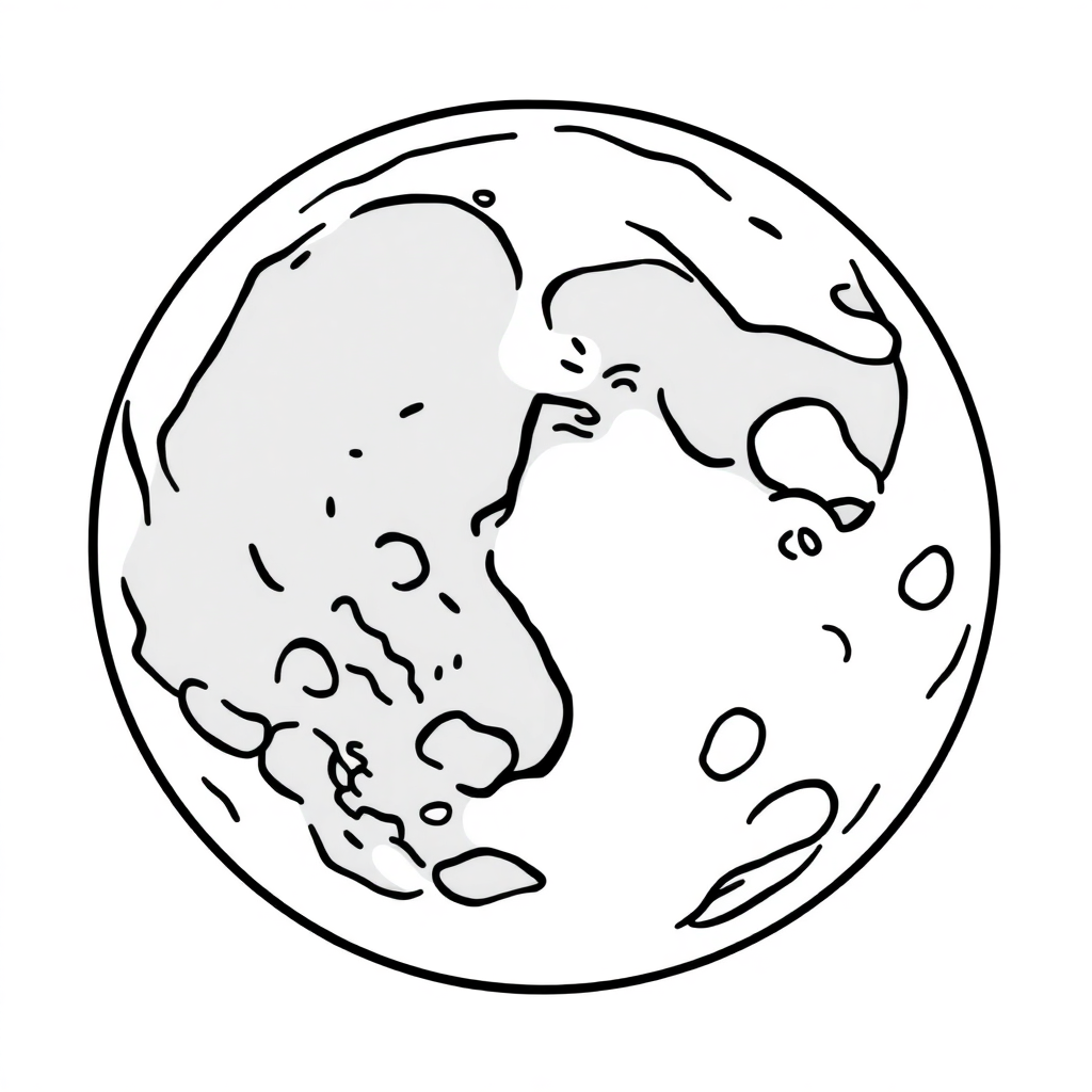 Moon Surface With Craters At Night Coloring Page