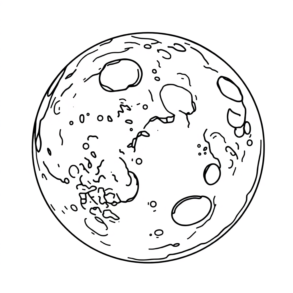 Moon Surface With Craters Coloring Page