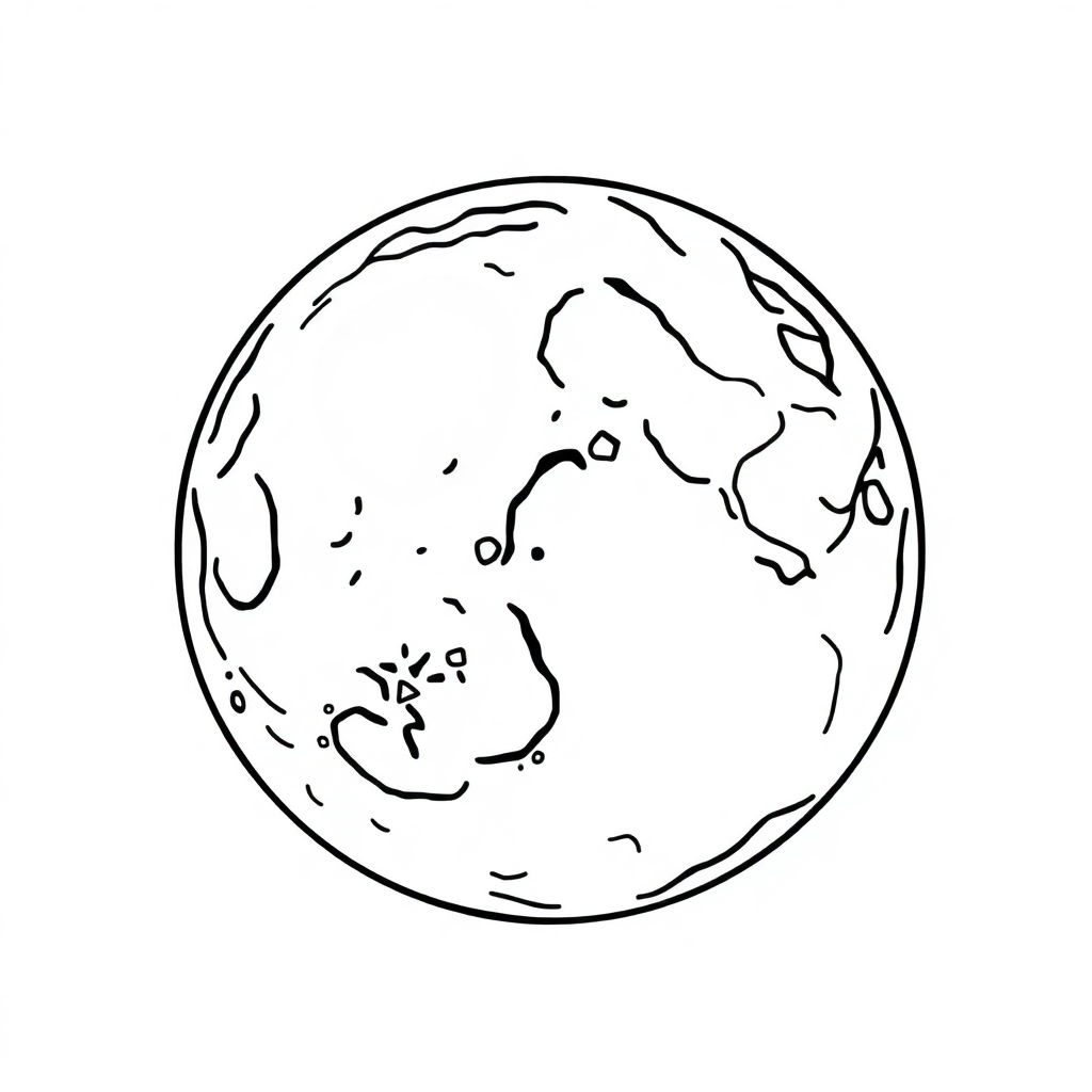Moon Surface With Craters In Winter Coloring Page