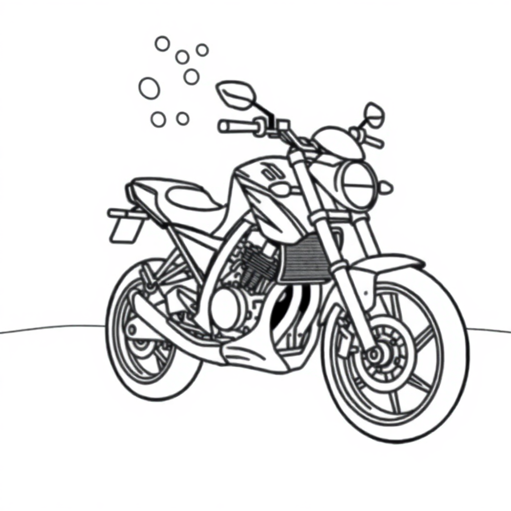 Motorcycle Underwater Coloring Page