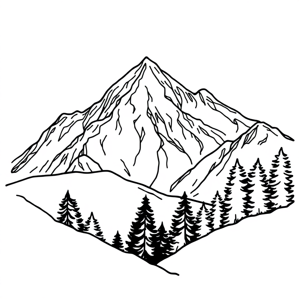 Mountain Landscape Coloring Page