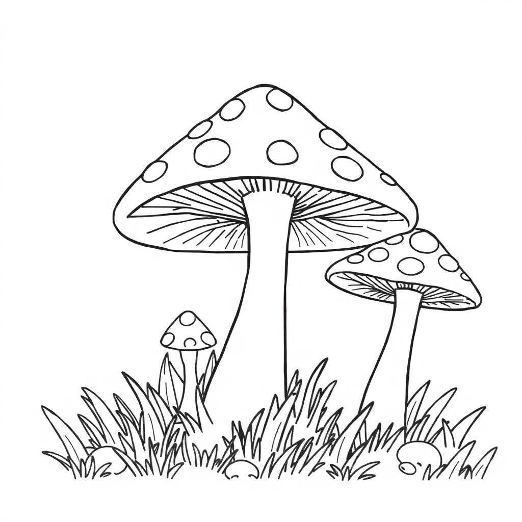 Mushroom Forest In Forest Coloring Page
