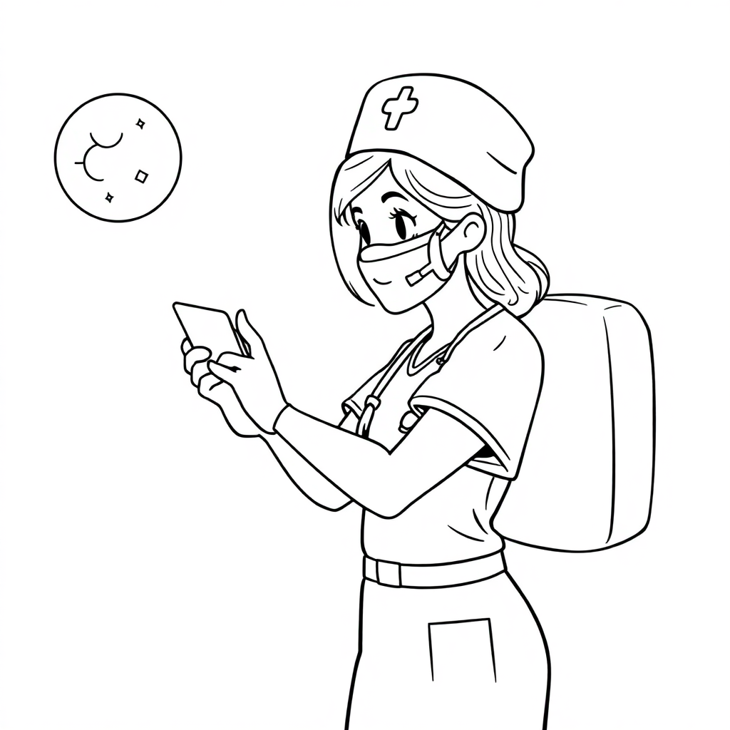 Nurse Helping In Space Coloring Page
