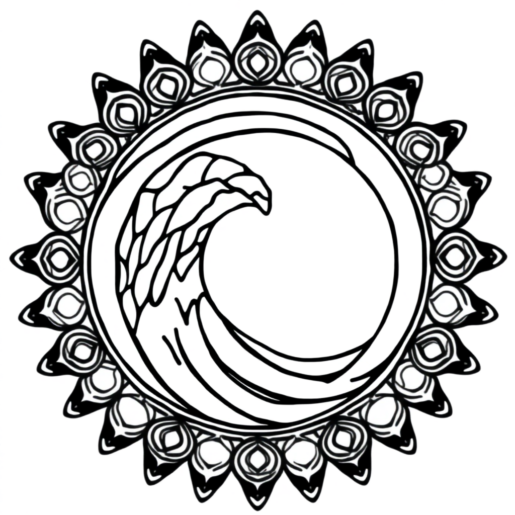 Ocean Wave Mandala Coloring Page