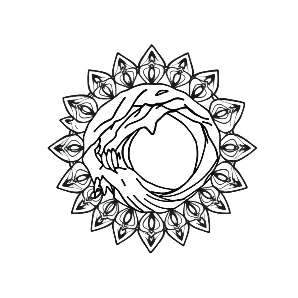 Ocean Wave Mandala In Space Coloring Page