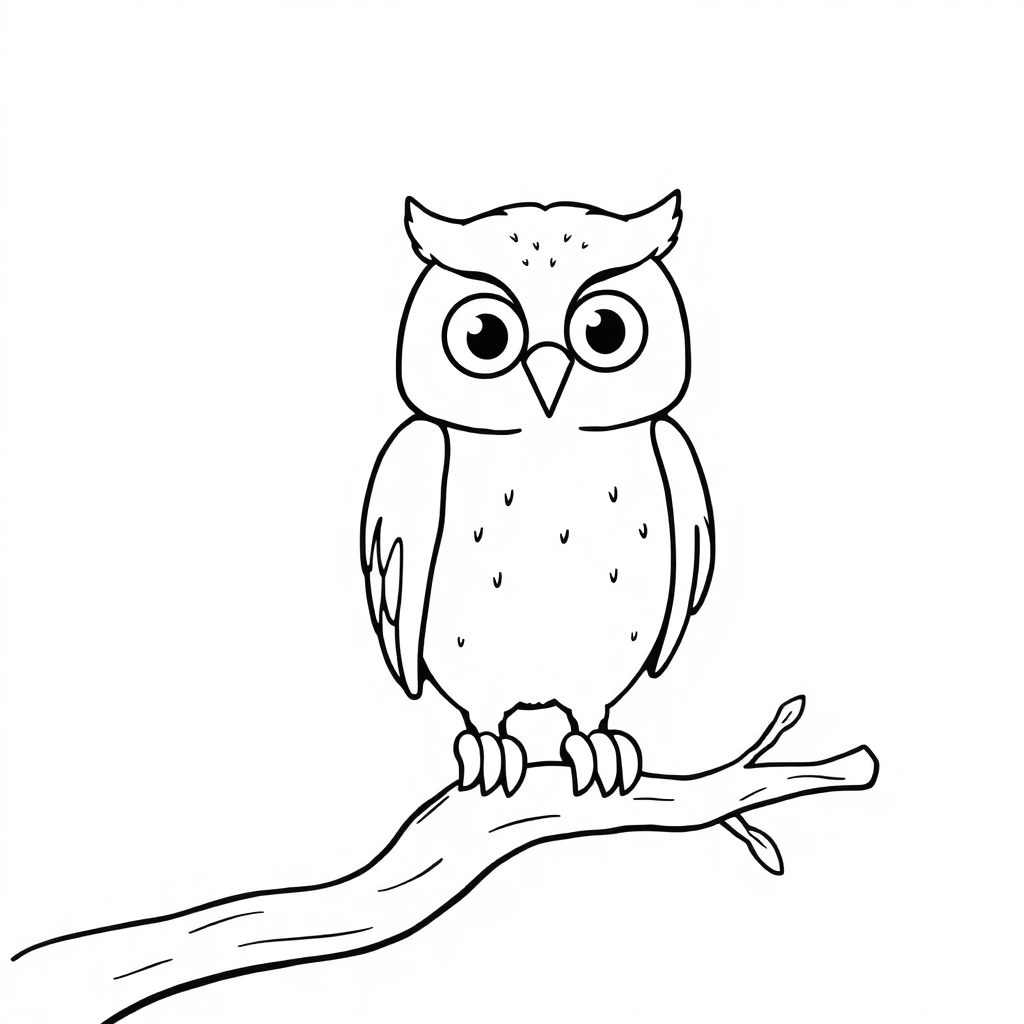 Owl On Branch Coloring Page