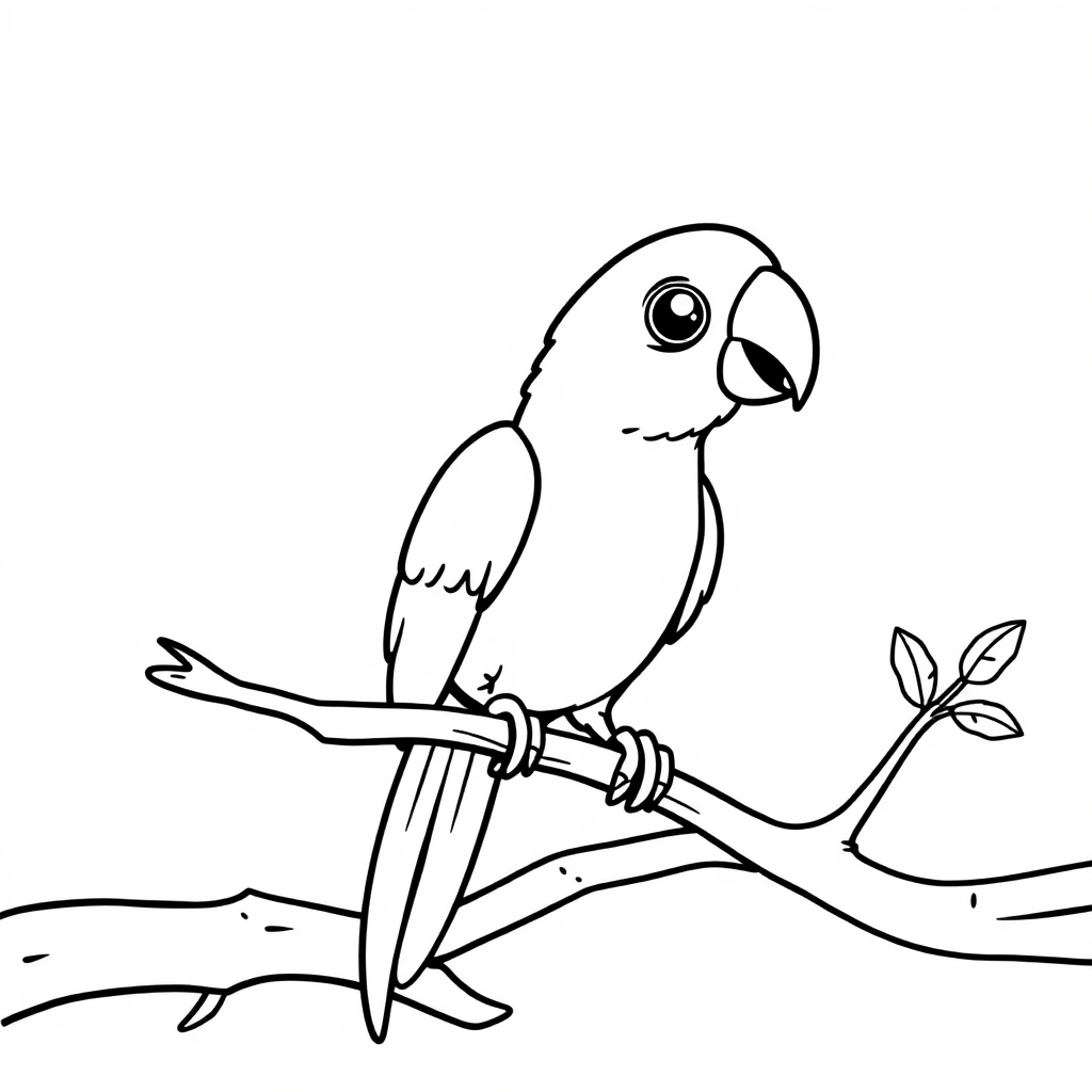 Parrot On Branch Coloring Page