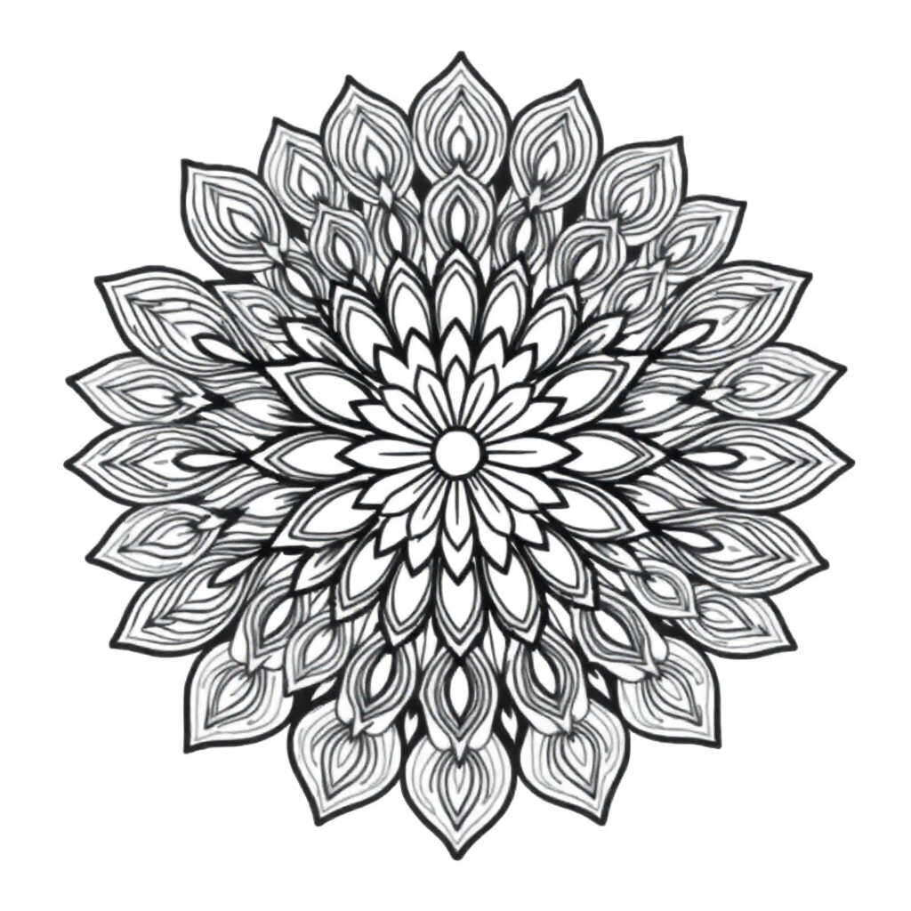 Peacock Feather Mandala Coloring Page