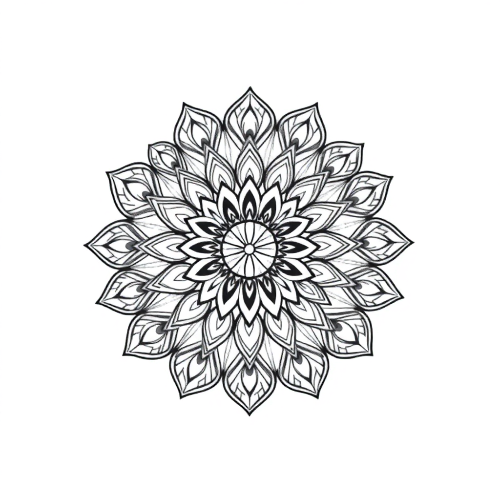 Peacock Feather Mandala In Space Coloring Page