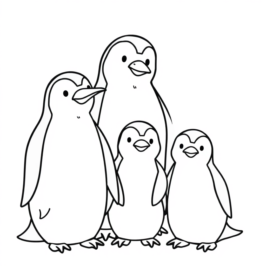 Penguin Family Coloring Page