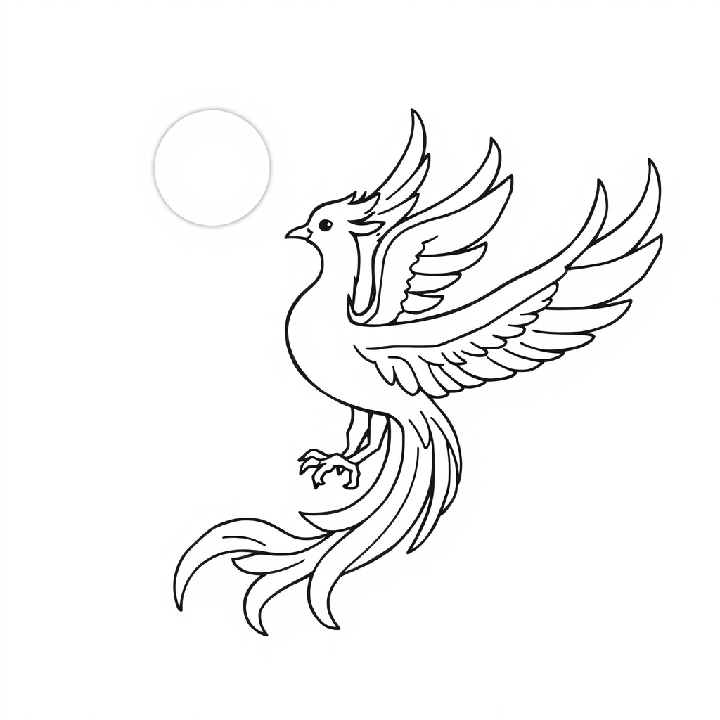 Phoenix Rising At Night Coloring Page